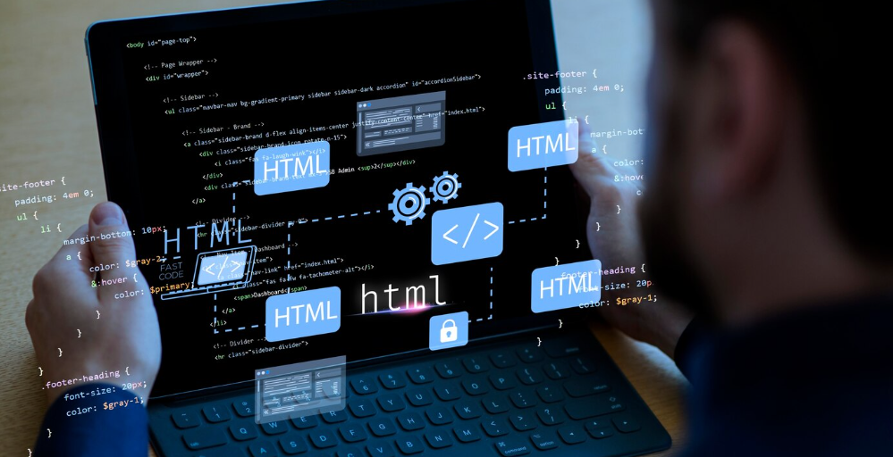 Web development &mdash; code on screen